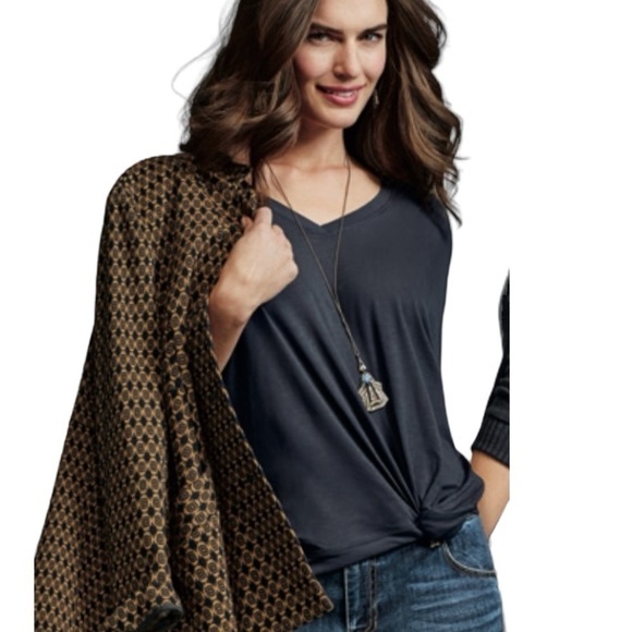 Cabi Tempt Tee Dolman Elbow Sleeve T-Shirt Black V-Neck 5190 - Picture 1 of 9